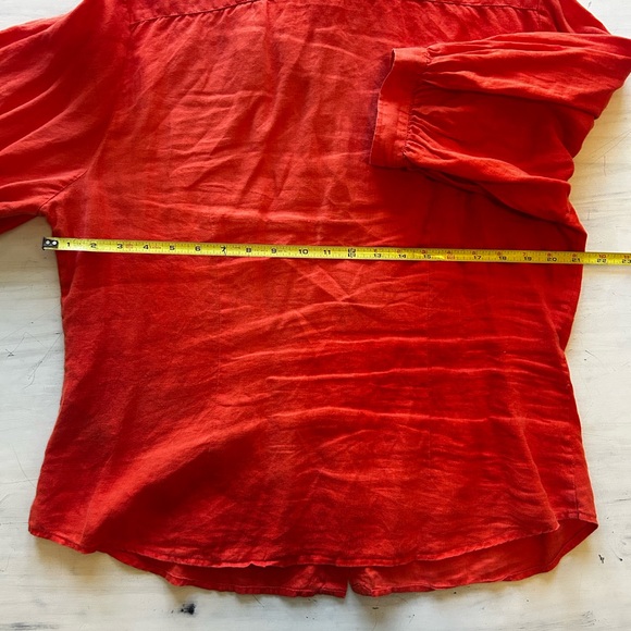 Ralph Lauren Linen burnt orange quarter length slee button down shirt Linen - Picture 6 of 6